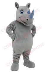 Gray Rhino Mascot Costume – Custom Plush Animal Suit for School Sports Teams, Events & Brand Promotions