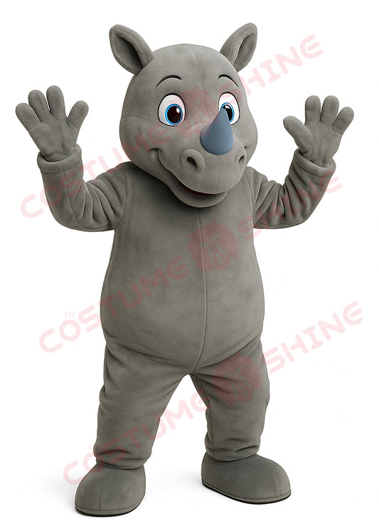 Gray Rhino Mascot Costume – Friendly Plush Suit for School Sports Teams, Events & Brand Promotions