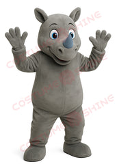Gray Rhino Mascot Costume – Friendly Plush Suit for School Sports Teams, Events & Brand Promotions