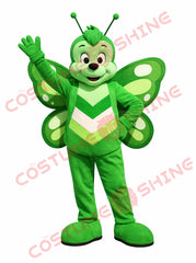 Green Butterfly Mascot Costume for Adults Plush Waving Design