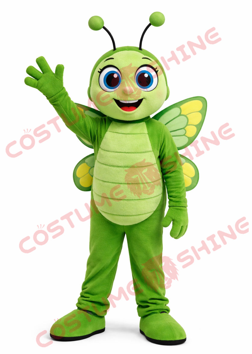 Green Butterfly Mascot Costume for Adults Plush Full Body Suit