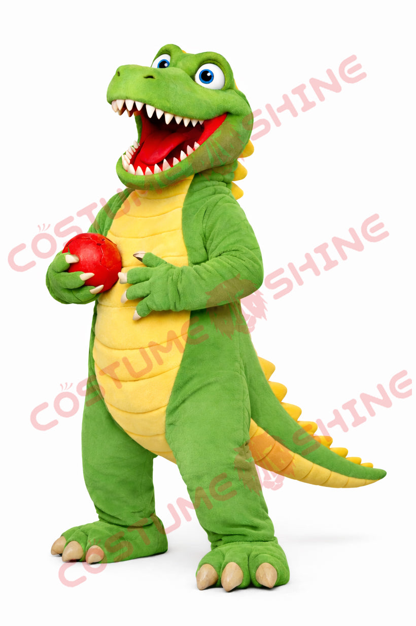 Cartoon Crocodile Mascot Costume Adult with Ball