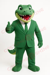 Green Crocodile Mascot Costume – Business Suit Plush Animal Outfit for School or Company Events