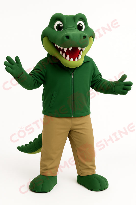 Green Crocodile Mascot Costume – Casual Outfit Plush Animal Suit for School or Company Events