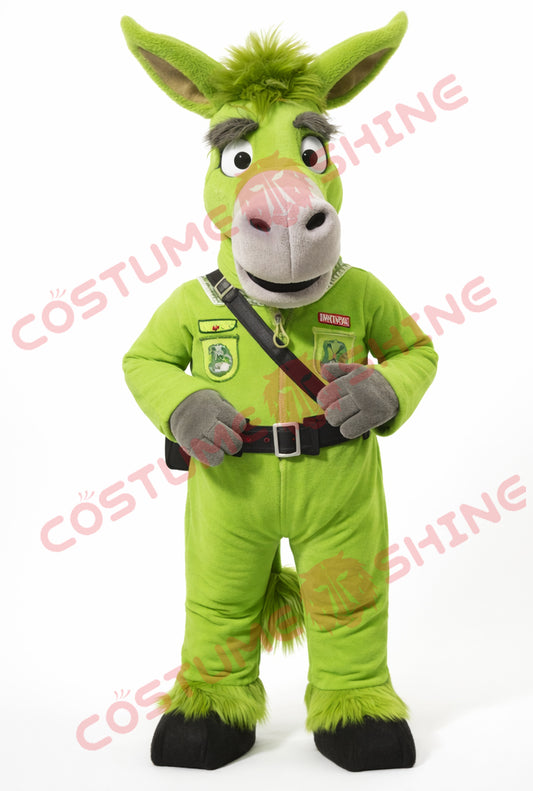 Green Donkey Mascot Costume for Adults Full Body Plush Explorer Suit