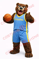 Grizzly Bear Basketball Mascot Costume Adult Blue Sports Uniform