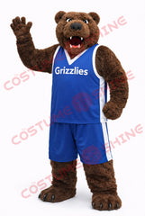 Grizzly Bear Basketball Mascot Costume Adult Blue Team Uniform