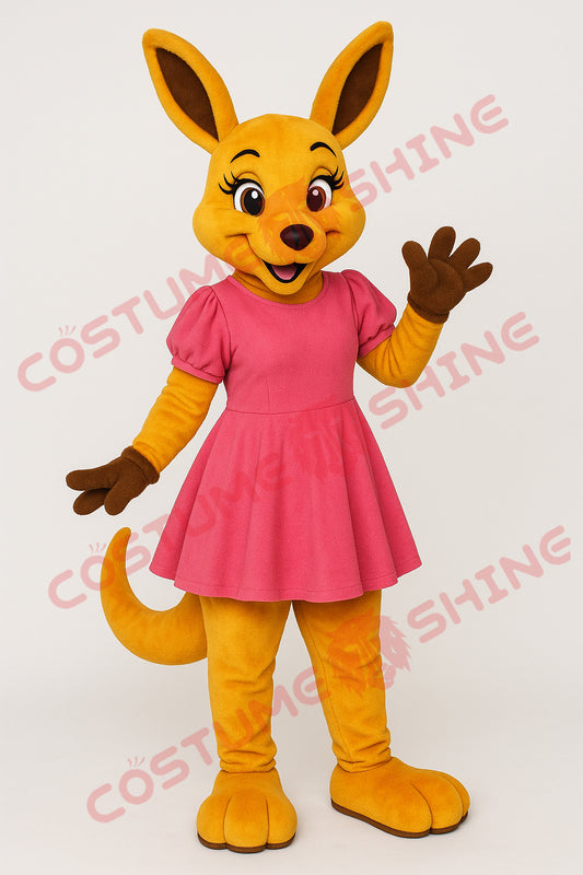 Pink Dress Kangaroo Mascot Costume for School & Events