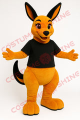 Orange Kangaroo Mascot Costume with Black T-Shirt for Events