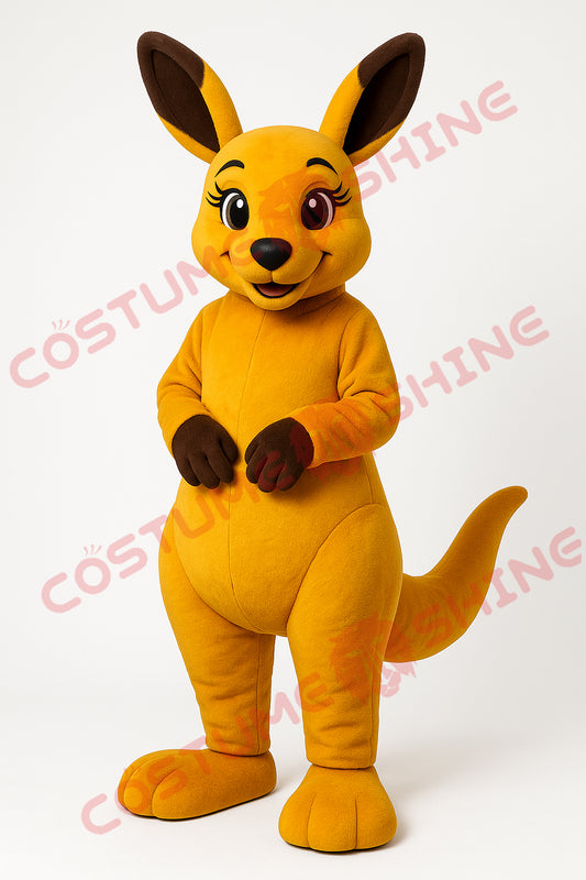Yellow Kangaroo Mascot Costume Plush Suit for School & Events