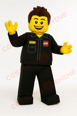Black LEGO Mascot Costume – Custom Plush Mascot Suit for Events, Promotions & Brand Marketing
