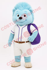 Light Blue Hedgehog Baseball Mascot Costume with Backpack for School