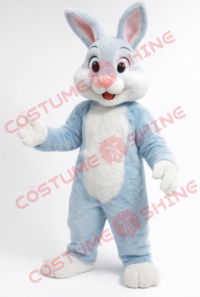Light Blue Rabbit Mascot Costume – Adult Plush Mascot Suit