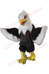 Long Fur Eagle Mascot Costume for Adults – Black & White Bird Suit with Yellow Talons