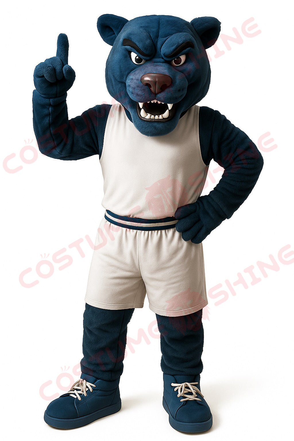 Fierce Blue Panther Mascot Costume – Sports Jersey Style Full Body Suit for Teams
