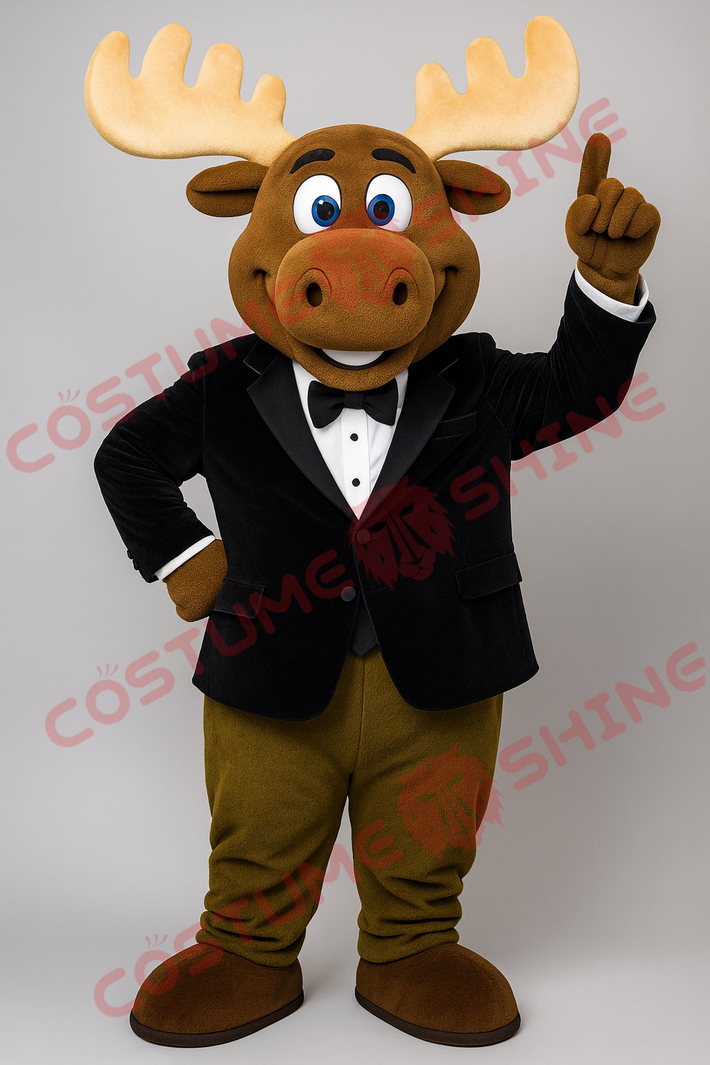 Moose Mascot Costume in Black Tuxedo – Premium Formal Character Suit
