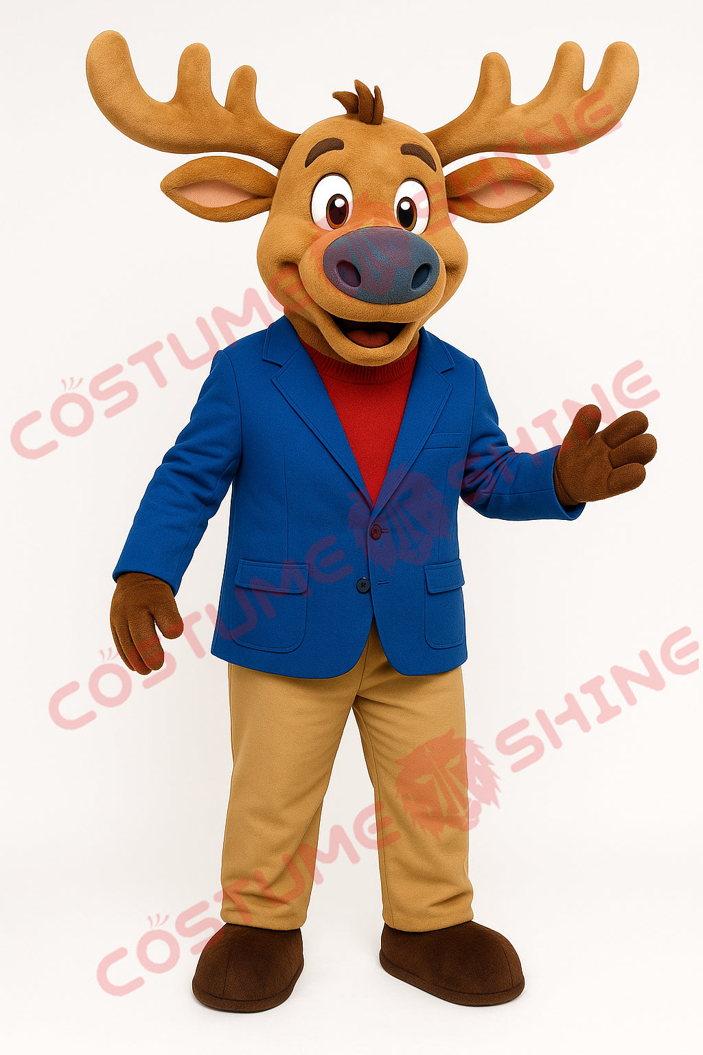 Blue Blazer Moose Mascot Costume – Friendly Character Suit for Events