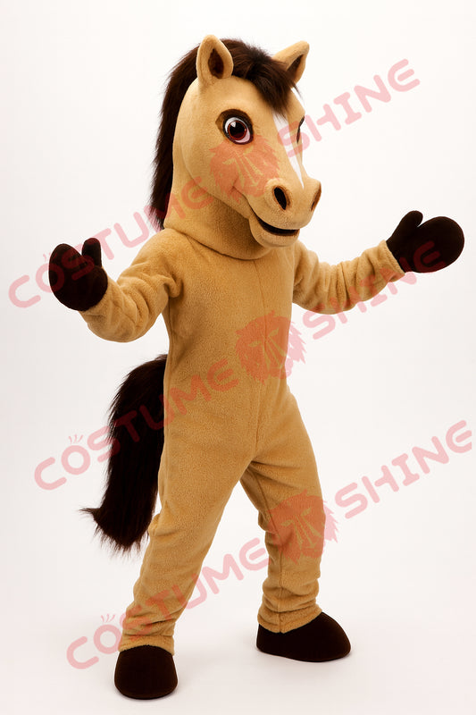 Light Brown Mustang Horse Mascot Costume for Adults