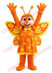 Orange Butterfly Mascot Costume for Adults Plush Dress Style