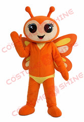 Orange Butterfly Mascot Costume for Adults Plush Full Body Suit