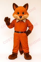 Orange Fox Mascot Costume in Coverall Suit – Custom Plush Animal Outfit for Events