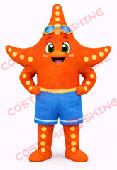 Orange Starfish Mascot Costume for Adults – Full Body Summer Shorts Style