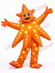 Orange Starfish Mascot Costume for Adults – Full Body Plush Yellow Dot Outfit