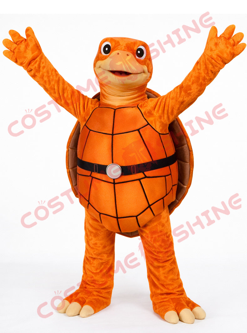 Orange Turtle Mascot Costume Brown Shell for School Events