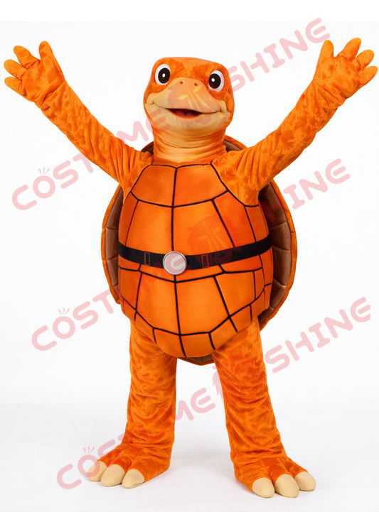 Orange Turtle Mascot Costume Brown Shell for School Events