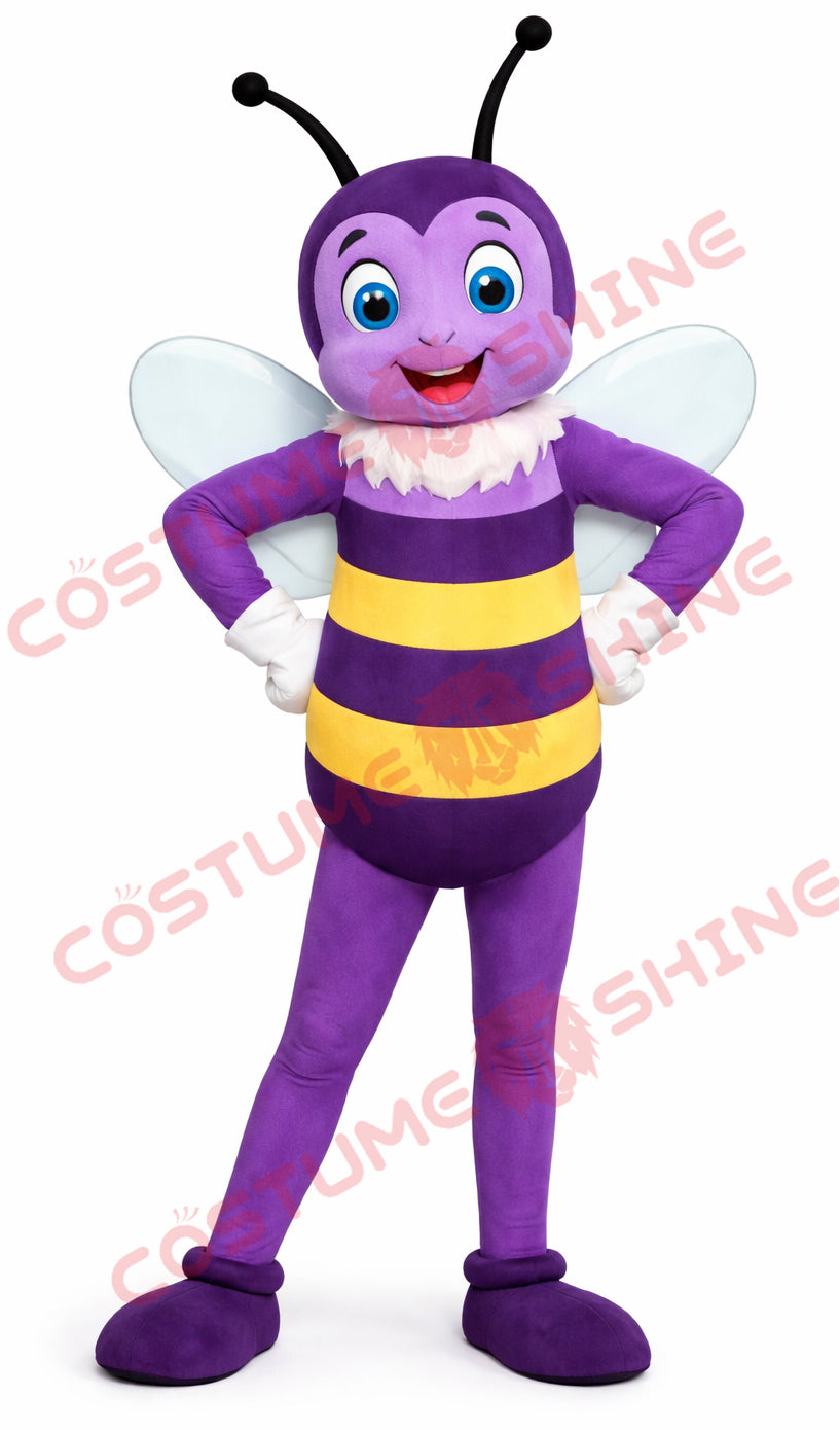 Purple Bee Mascot Costume for Adults – Plush Event Mascot Suit