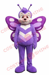 Purple Butterfly Mascot Costume for Adults Plush Full Body Suit