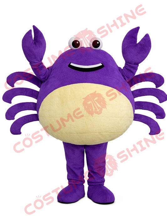 Purple Crab Mascot Costume Adult Plush Full Body for Events and Promotions