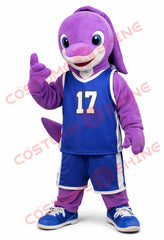 Purple Dolphin Mascot Costume Adult Basketball Uniform