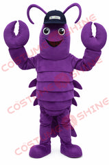 Purple Lobster Mascot Costume for Adults with Custom Cap Event Character
