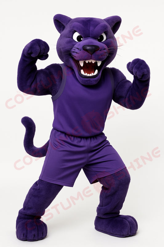 Purple Panther Mascot Costume for Adults – Custom School or Sports Team Plush Suit