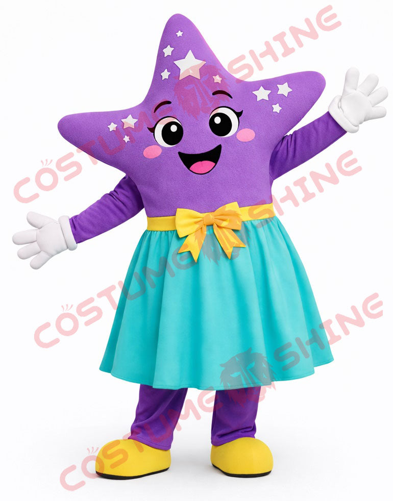 Purple Starfish Mascot Costume for Adults – Full Body Dress Star Style