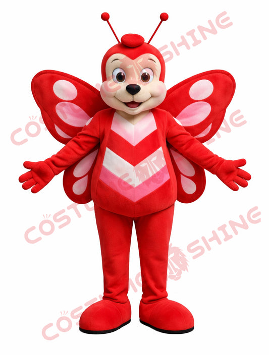 Red Butterfly Mascot Costume for Adults Plush Cartoon Full Body Suit