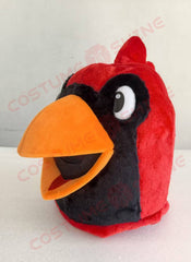 Red Cardinal Bird Mascot Costume with White Jersey and Sneakers