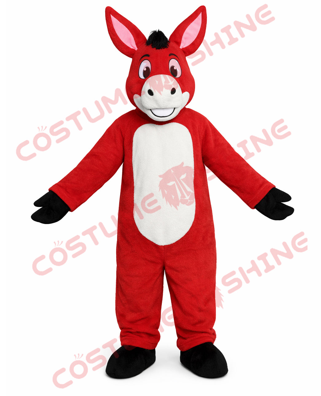 Red Donkey Mascot Costume for Adults Full Body Plush Performance Suit