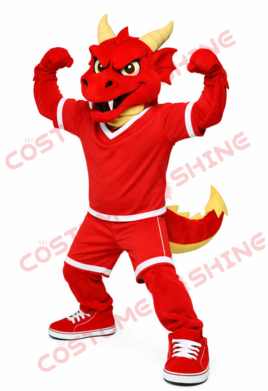 Red Dragon Mascot Costume Adult Sports Team Performance Outfit