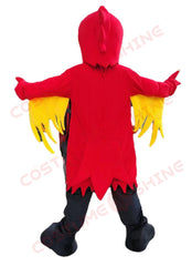 Phoenix Mascot Costume for Adults – Red and Yellow Fire Bird Suit with Wings