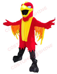 Phoenix Mascot Costume for Adults – Red and Yellow Fire Bird Suit with Wings