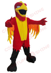Phoenix Mascot Costume for Adults – Red and Yellow Fire Bird Suit with Wings