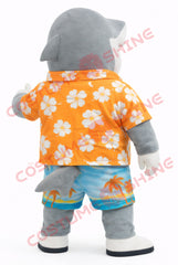 Adult Shark Mascot Costume Hawaiian Shirt Summer Style