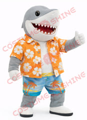 Adult Shark Mascot Costume Hawaiian Shirt Summer Style