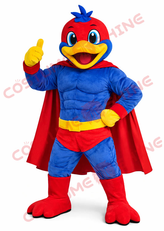 Blue Hawk Falcon i hvid skjorte maskot kostume voksen størrelse til mænd og kvinder med indbygget blæser inde i hovedet 