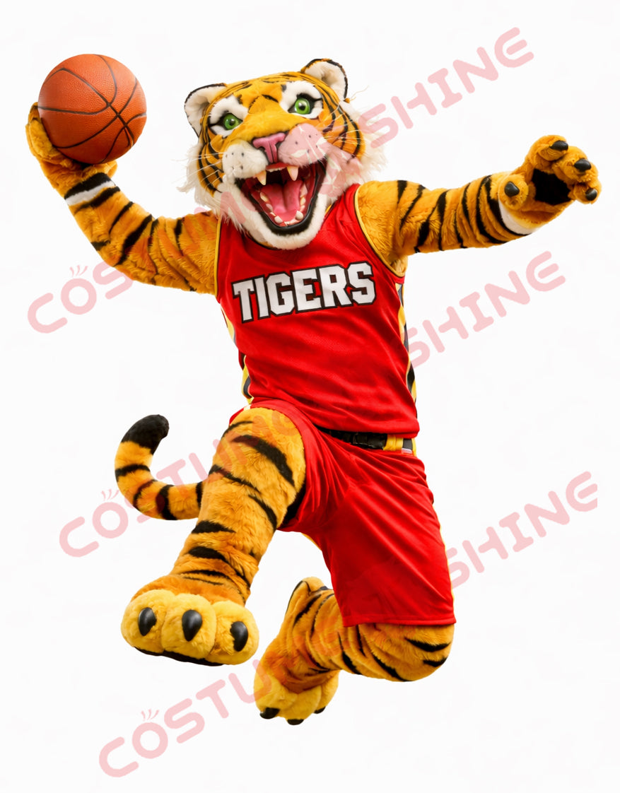 Adult Tiger Basketball Mascot Costume – Athletic Sports Team Suit