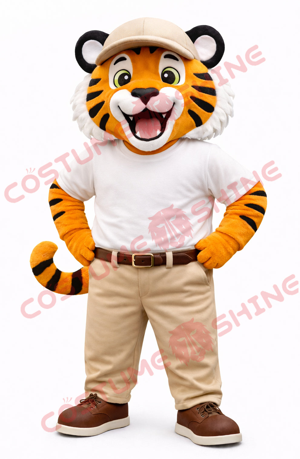 Adult Tiger Mascot Costume – Casual School Spirit Plush Suit