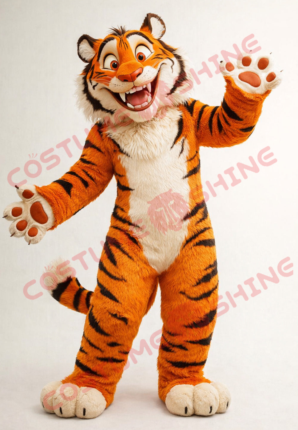 Classic Tiger Mascot Costume Adult – Full Body Plush Friendly Style