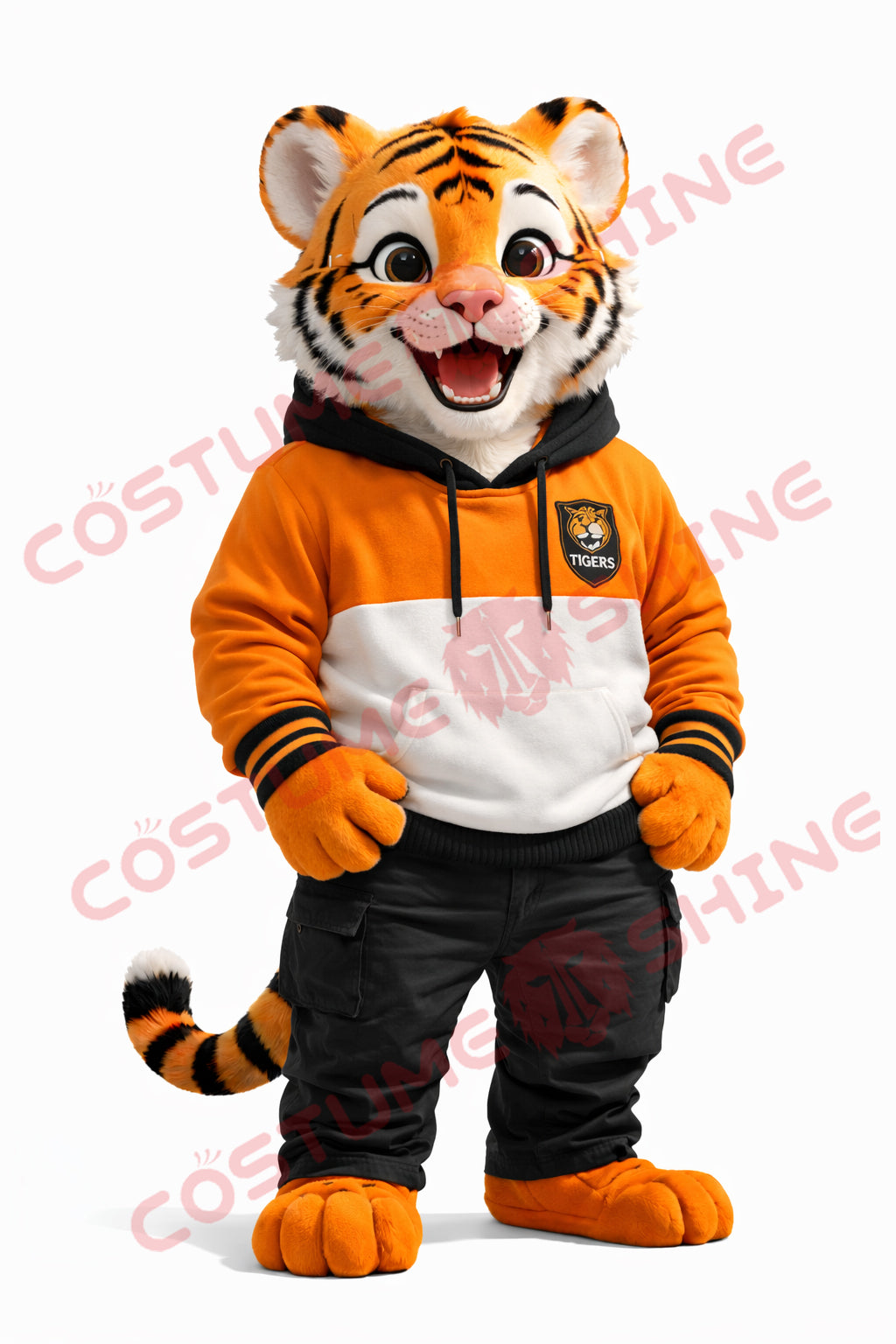 Adult Tiger Mascot Costume Casual Hoodie Style